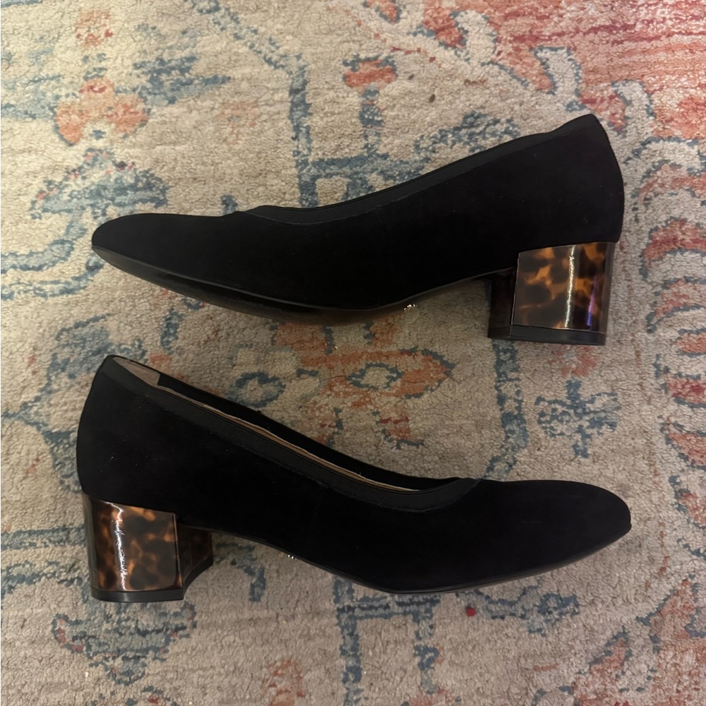 VIONIC Natalie Black Suede Tortoise Shell Block H… - image 1